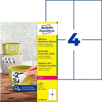 Avery Zweckform Wetterfeste Folienetiketten L4719REV-20 Weiß 105,0 X 148,0...