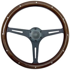 15"" Classic Wood Grain Steering Wheel With Riveted Light Wood Grip 006-380