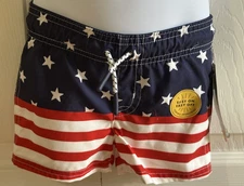 NWT Cat & Jack Baby Boys size 12 mo 4th July American Flag Swim Shorts Trunks