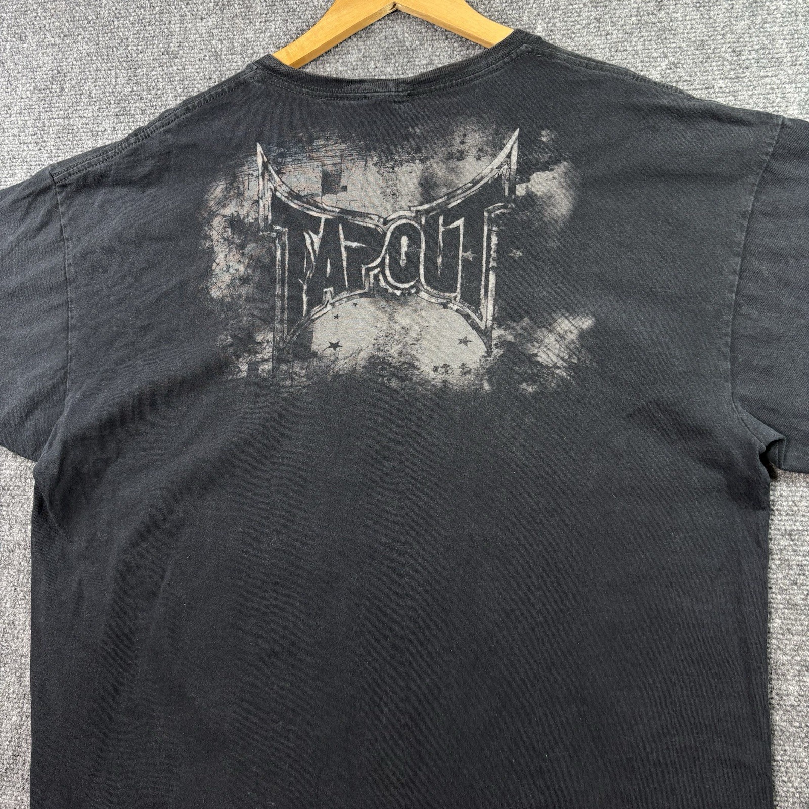 Y2K TAPOUT T-Shirt Men’s XL FADED Black Skull American Flag AOP Double Sided