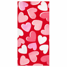 Valentine Kitchen Towels 2 Pack Assorted Heart Prints Red White Cotton 15x26