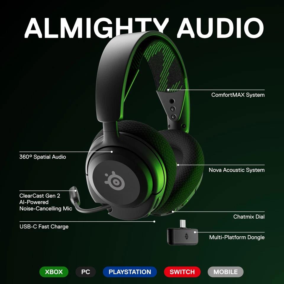 Arctis Nova 4X Wireless Multi-Platform Gaming Headset — 360° Spatial Audio — ... - Image 2 of 4