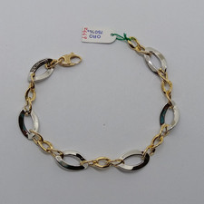 BRACCIALE DA DONNA A MAGLIA IN ORO GIALLO E BIANCO 18KT 750 5,7 GRAMMI (2449)