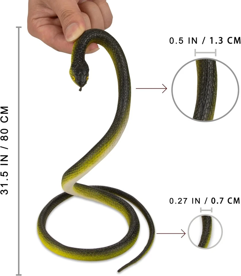 4 peças 31,5" brinquedo realista de borracha cobra falso para brincadeira, jardim... - Imagem 3 de 4