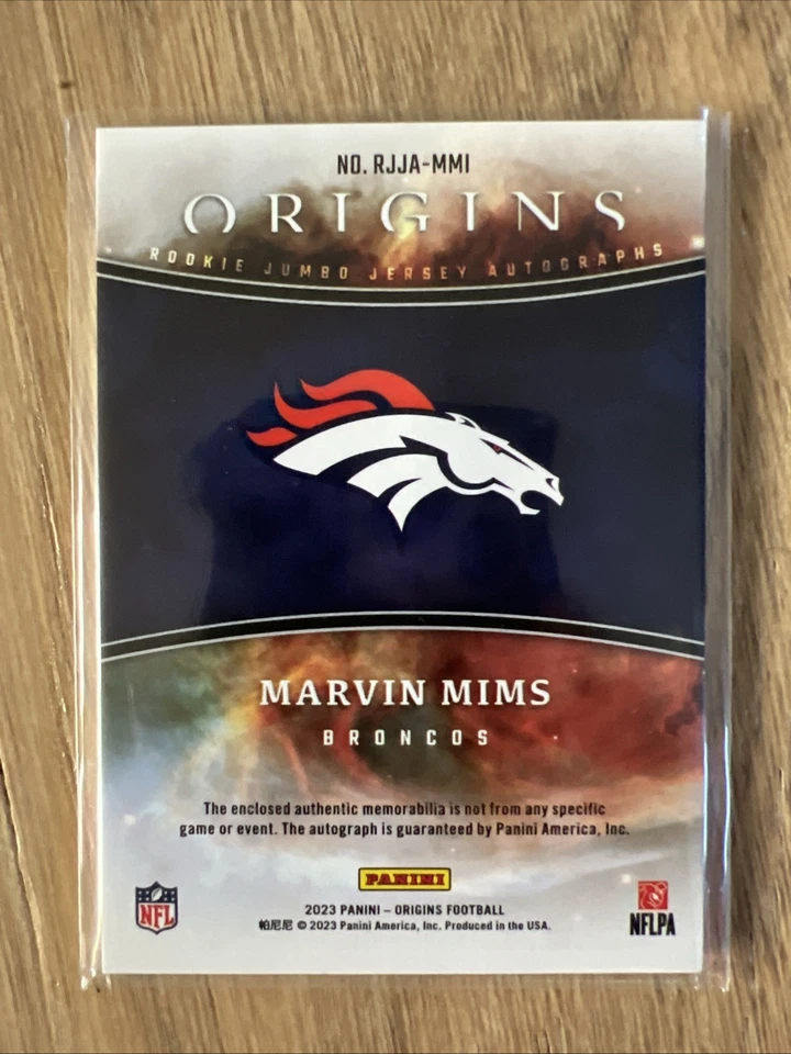 2023 Panini Origins - Rookie Jumbo Jersey Auto Marvin Mims Turquoise /25 - Image 2 of 2