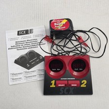Vintage SCX Electronic Speedometer Slot Car Track Accessory With AC Power Pack