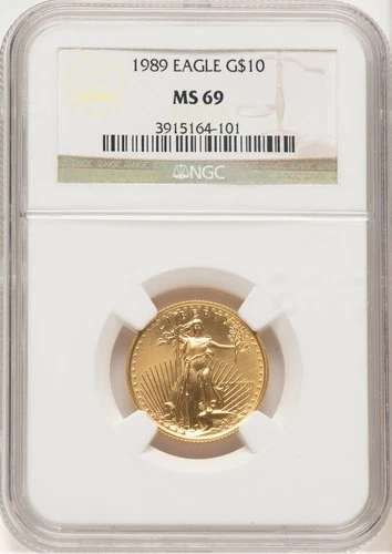 1989 Gold Eagle 1/4 oz Brown Label NGC MS69