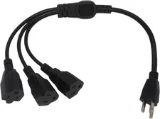 1.6FT 3 Prong 1 to 3 Outlet Power Cord Splitter Cord, Indoor Cable Strip Outlet