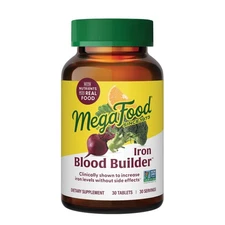 MegaFood Blood Builder Iron Supplement for Women & Men - Boost Energy, 30 Tablet
