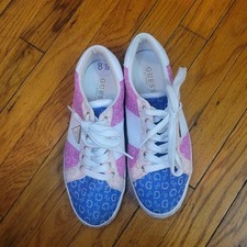 Y2K Guess Logo Patchwork' Sneakers in Pink/Blue/Yellow EUC 90's Fashion Urban