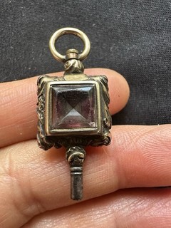 Antique Gilt Metal Carnelian/amethyst Ornate Watch Key Fob