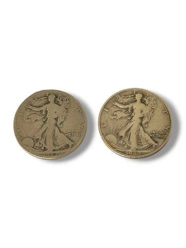 1927 & 1942 Walking Liberty Half Dollars 90% Silver US Coin Lot