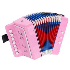 Rivvta Accordion 10 Keys Button Accordion Mini Musical Instrument Gifts Pink