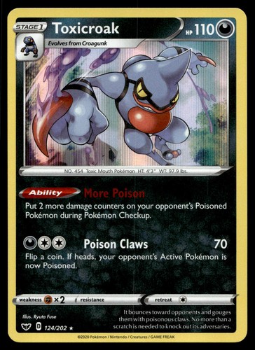 Toxicroak 124/202 Holofoil - Pokemon SWSH01: Sword & Shield Base Set - NM
