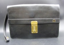 Dunhill Black Leather Document Bag with Code Lock & Zip Pocket