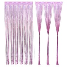 2 Pcs Glitter Tinsel Fringe Curtain Backdrop for Birthday Party Decorations