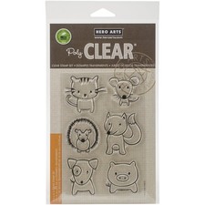Hero Arts Playful Animal Stamp Set, Clear