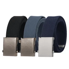 Canvas Web Belt for Men Adjustable Cloth Fabric Military Belt with Metal Buck...