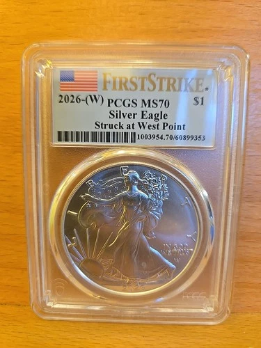 2026 (W) $1 American Silver Eagle 1 oz PCGS MS70 FS First Strike Flag Label 1a