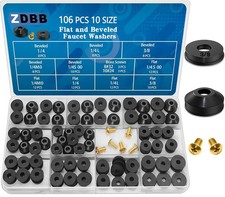 pcs Flat and Beveled Faucet Washers and Brass Bibb Screws Assortment for Use ...