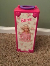 Vintage 90 s Mattel Barbie Plastic Wardrobe Carrying Case with Outfits