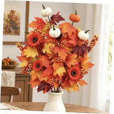 4PCS 27.6" Fall Leaves Stems Fall Flower Arrangements Fall Floral Stems Orange