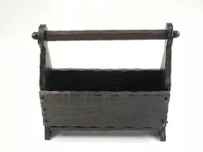 Retro Vintage 1970s Mediterranean Spanish Revival Action Wood Magazine Rack