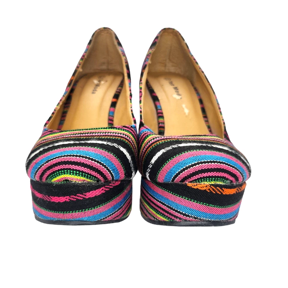 Top Zapatos Moda 5.5 Chucky Arco Iris Rayas Plataforma Rave Playa Verano Tacones de Cuña Foto 3 de 4