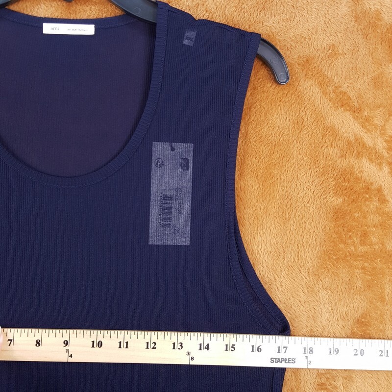 AMI Shirt Mens XXL Navy Pullover Crew Tank Top Mesh Sheer Stretch $305