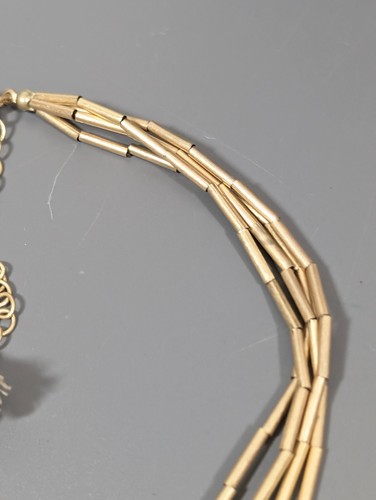Lonna and Lilly Abalone Shell Hammered Gold Gold Tone Statement Neckalce 20 in - Picture 5 of 10