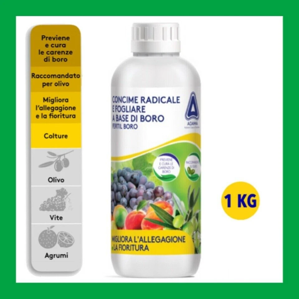CONCIME RADICALE FOGLIARE A BASE DI BORO ADAMA OLIVO VITE FIORITURA ALLEGAGIONE