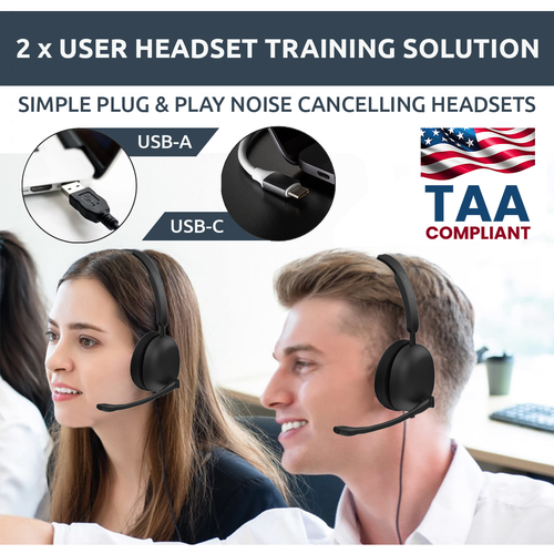 Binaural Training & Supervising TAA Compliant USB-A / USB-C Headset Bundle - Afbeelding 3 van 7