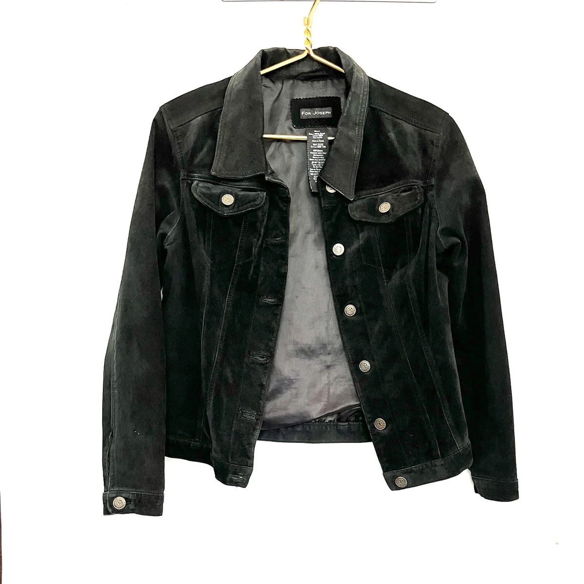 For Joseph Womens 90s Biker Jacket Size S 100 Suede Leather Black