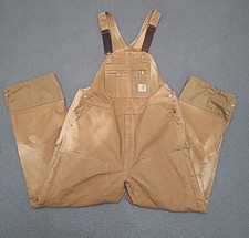 VTG Carhartt Overalls Men s 44 X 34 Duck Bib Canvas Double Knee R41 BRN USA
