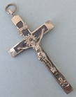 Large Vintage German Pectoral Crucifix Skull Crossbones Silver & Ebony — photo 1