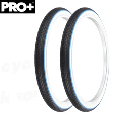 OG LOWRIDER BICYCLE TIRES 26" x 2.125 WHITEWALL SMALL BRICK TREAD BLUE LINE STYL