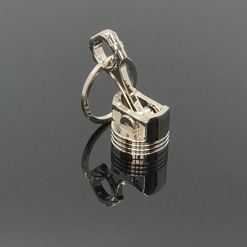 Piston Keychain Engine Connecting Rod Metal Keyring Key Chain Chrome Silver Big - Picture 10 of 12