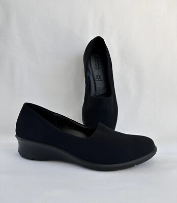 Ecco Felicia Women’s Shoes Black Fabric Summer Slip-on Size