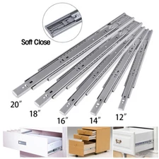 1-15 Pairs Soft-Close Full Extension Ball Bearing Drawer Slides Mount 10"-24"