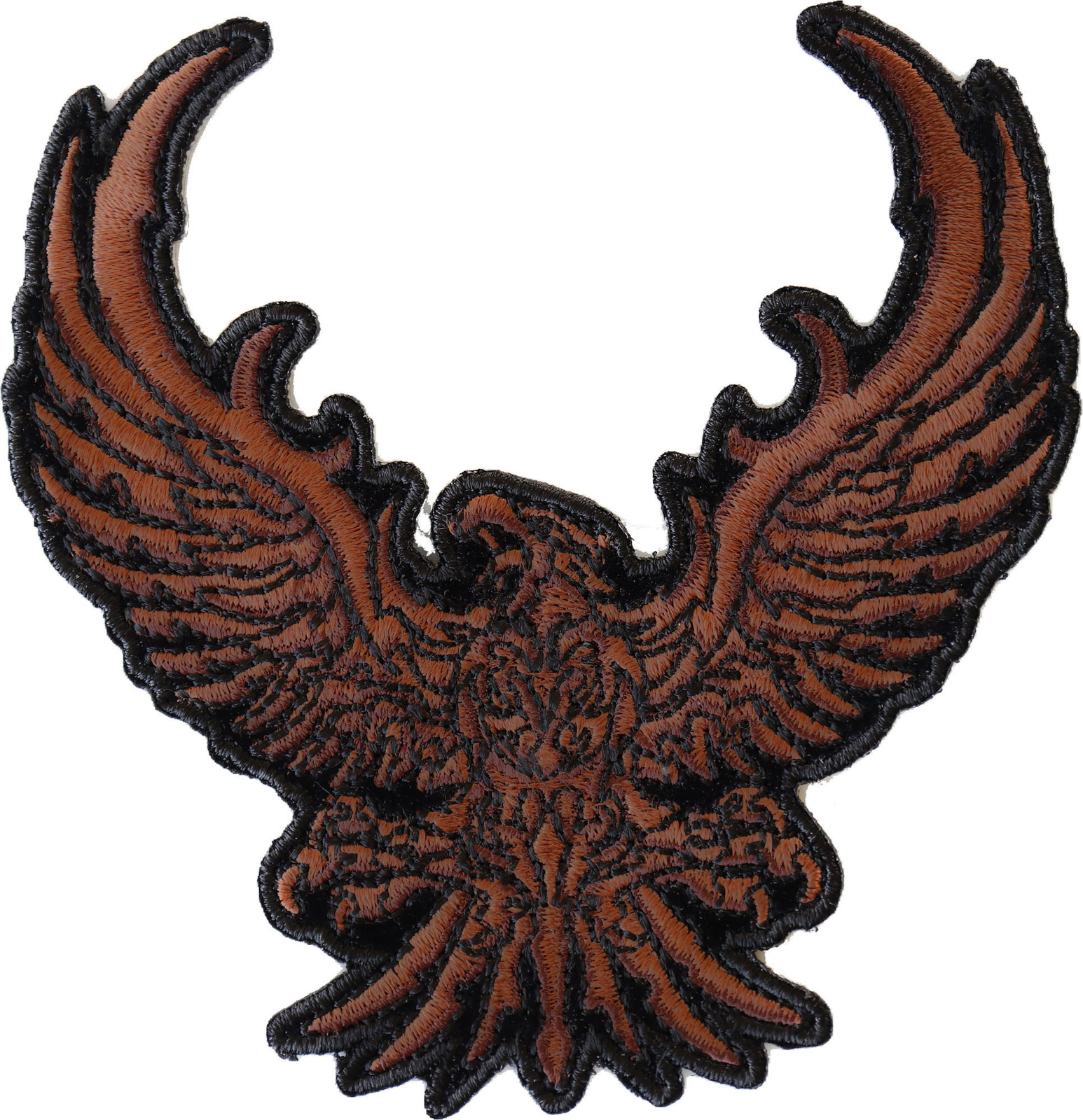 Brown Eagle Small Embroidered Iron on Biker Patch - 4x4 inch - P6555