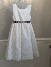 Rosebuds Flower Girl Dress Ivory W/ Black Sz. 6 NWT