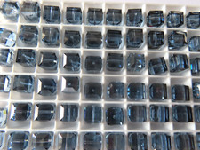 12 Swarovski Crystal Cube Beads in 8mm Light Sapphire Satin. 5601
