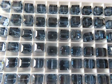 12 Swarovski Crystal Cube Beads in 8mm Light Sapphire Satin. #5601