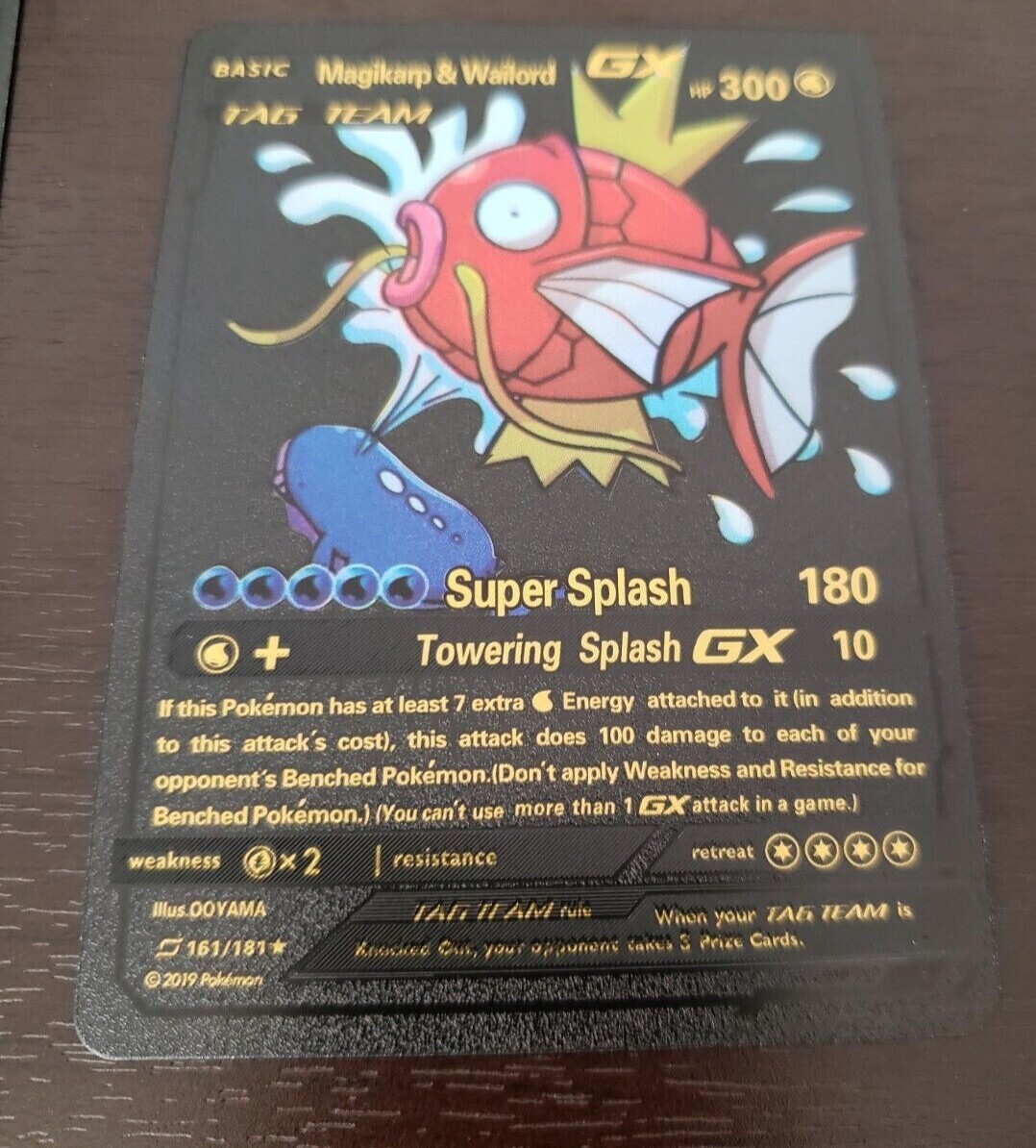 Magikarp Wailord Gx 161/181 Black Foil Fan Art Pokemon Card