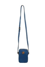Versace Blue 100 Grainy Leather Medusa Logo Mini Crossbody Shoulder Bag