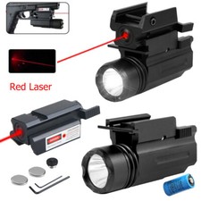 Tactical Pistol LED Flashlight Light Red Laser Sight 20mm Rail For Glock 17 19