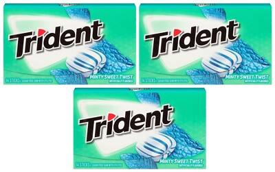 3x Trident Minty Sweet Twist Flavor Sugar Free Gum With Xylitol American Sweets
