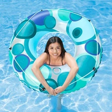 Poolmaster Teal Blue Bright Circles Tube Swimming Pool Float - 87126