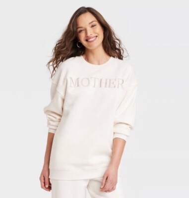 Grayson Threads Women s L Large Sweatshirt Ivory Mother Embroidered Oversized 