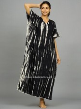 Caftan Noir Beige, Shibori Tie And Dye - Maxi-Caftan Pour Femmes